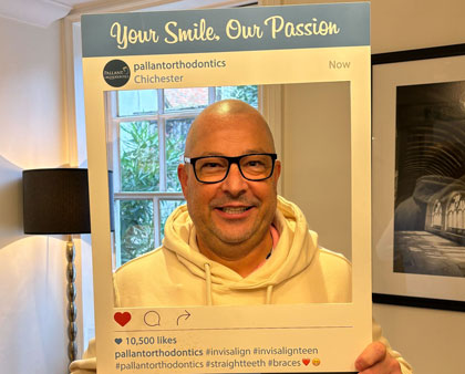 Meet Mark!

Mark first came to Pallant wanting to correct his reverse overjet, where his top teeth bit inside his lower teeth, and he wanted a brighter smile.

Mark’s Treatment:


	Clear aligners for 14 months by our specialist orthodontist, Dr. Alastair Smith
	IPR (Interproximal Reduction) - polishing between the teeth to allow enough space for movements
	Professional whitening + composite bonding by Dr. Philip Adams here at Pallant Ortho
	Bonded wires and removable retainers


“Having my treatment at Pallant Orthodontics in Chichester has been such a pleasure. All the staff are so lovely and always happy to help. I would recommend anyone who needs orthodontics to go to Pallant!”
